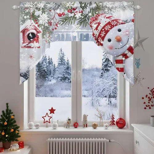 Vista 12 de Muñeco de nieve de Navidad, cenefa de cocina, cenefa con bolsillo para barra, paneles de cortina para dormitorio, sala de estar, baño, cafetería