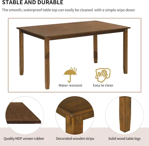 Vista 7 de Harper & Bright Designs Juego de mesa de comedor de 6 piezas, juego de mesa de comedor con mesa de comedor rectangular de madera, 4 sillas