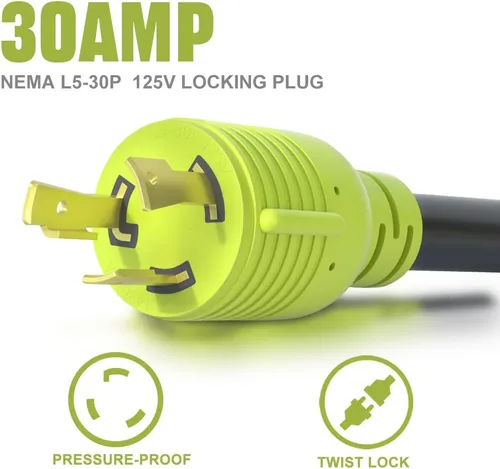 Vista 3 de Adaptador de interruptor de transferencia de generador AOWEITOUR NEMA L5-30P enchufe macho a L14-30R hembra, enchufe de bloqueo giratorio de 30