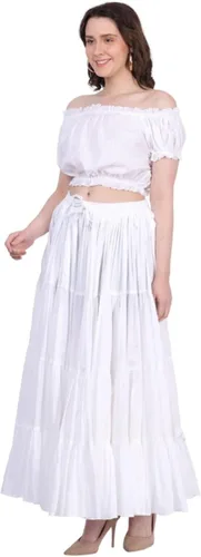 Vista 6 de Wevez Falda gitana 25 yardas color liso de algodón para mujer