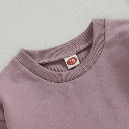 Vista 3 de Mameluco de manga larga con bloques de color para bebé, niño, niña, con bolsillo, cuello redondo, sudadera básica para otoño e invierno