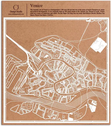 Vista 102 de O3 Design Studio Aberdeen - Mapa de papel cortado en papel blanco de 12 x 12 pulgadas