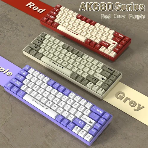 Vista 9 de ATTACK SHARK AK680 - Teclado mecánico para juegos 60% con cable, intercambiable en caliente, retroiluminación RGB arco iris, impresión UV y control