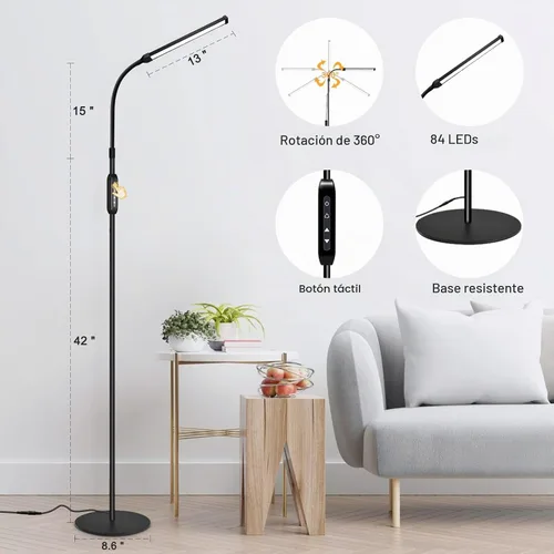 Vista 5 de EBEST Lámpara de pie LED para extensiones de pestañas, lámparas de pie para oficina, lámpara de pestañas de tatuaje, lámpara de lectura para Negro