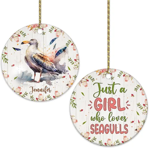 Vista 23 de Hyturtle Adorno de Navidad personalizado para amantes del panda rojo, adorno de cerámica con nombre personalizado de Just A Girl Who Loves Red