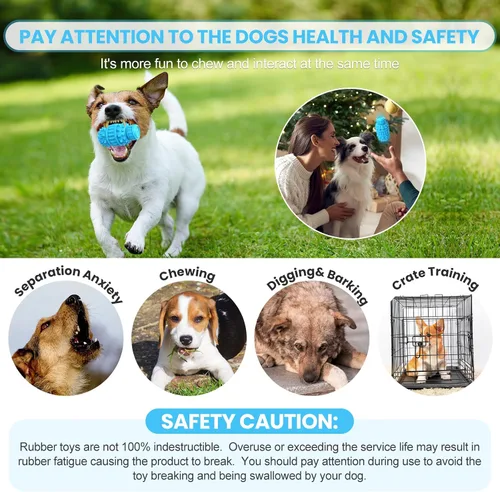 Vista 6 de PIFFZEDO Juguetes para perros para masticadores agresivos, juguete interactivo de goma natural con sonido y masticable para razas medianas solamente
