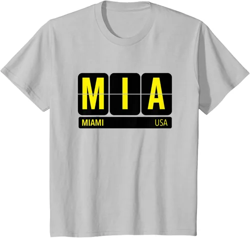 Vista 8 de MIA Miami Florida USA Travel Souvenir Yellow Text Camiseta, Blanco