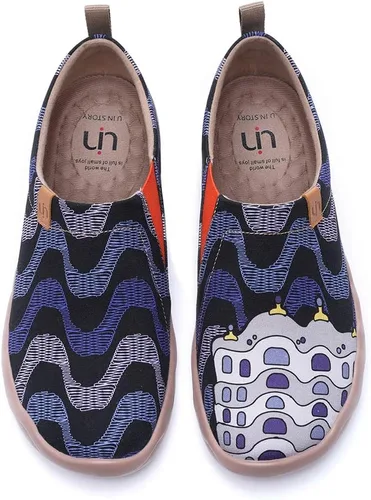 Vista 21 de UIN Zapatos de viaje para caminar para hombre, sin cordones, de lona, informales, ligeros, cómodos y modernos, diseño de perritos felices Ahhhhh