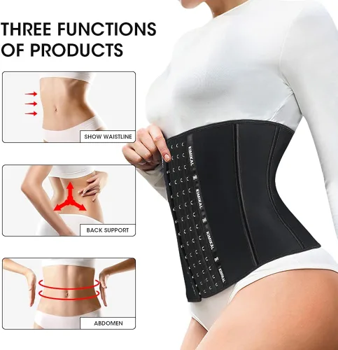Vista 5 de KIMIKAL Entrenador de cintura para mujer, corsé deportivo de torso largo, cinturón debajo de la ropa, faja moldeadora con control de abdomen