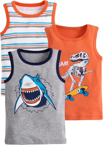 Vista 15 de Camisetas sin mangas de algodón suave para niños pequeños, paquete de 3