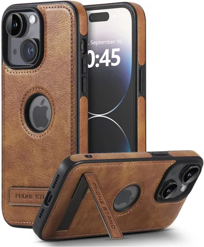Vista 17 de Funda de cuero para iPhone 13 Pro, funda protectora delgada con función atril a prueba de golpes, soporte invisible integrado compatible con iPhone