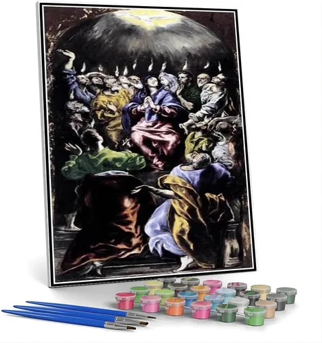 Vista 4 de Kits de pintura por números para adultos y niños festín en la casa de Simón Pintura por El Greco DIY pintura al óleo por números Kits de pintura por