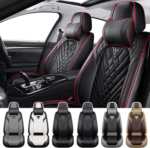 Vista 19 de Fundas de Asiento de Coche para Nissan Murano 2003-2026, Funda de Asiento Completa de Piel Nappa Impermeable, Protector de Asiento Automotriz Gris