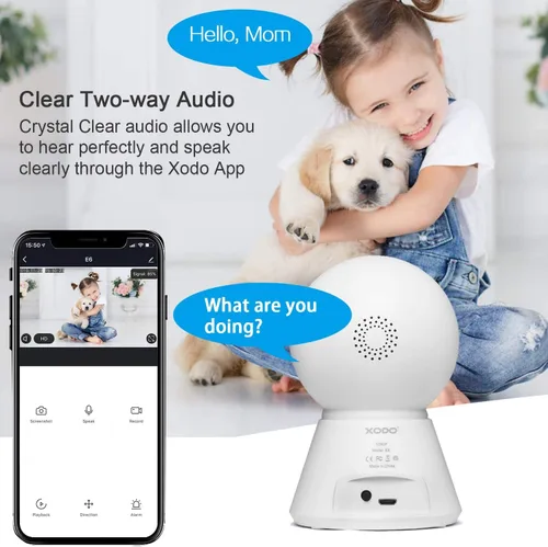 Vista 4 de XODO Cámara de seguridad inalámbrica, E6 IP 1080P HD Plug-in Cámara WiFi interior para seguridad del hogar/monitor de bebé/mascota/niñera, detección