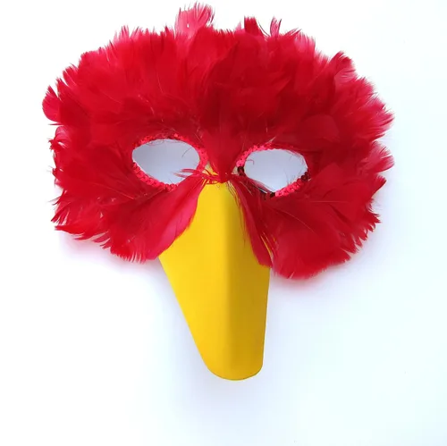 Vista 3 de SACASUSA Máscara de pájaro de plumas blancas con pico amarillo, Blanco