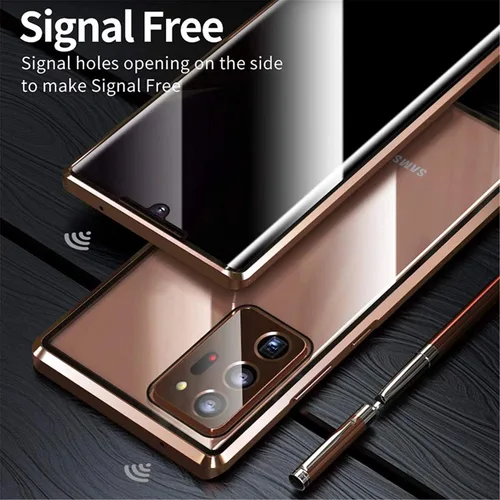 Vista 4 de Funda magnética de privacidad para Samsung Galaxy Note 9, carcasa de vidrio templado antiespías, frontal y trasera, vidrio templado 9H, protector