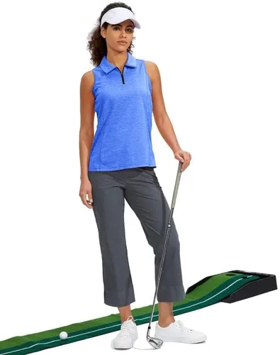 Vista 7 de Viodia Camiseta de golf sin mangas para mujer, con cremallera, de secado rápido, camisetas polo para mujer, ropa de golf