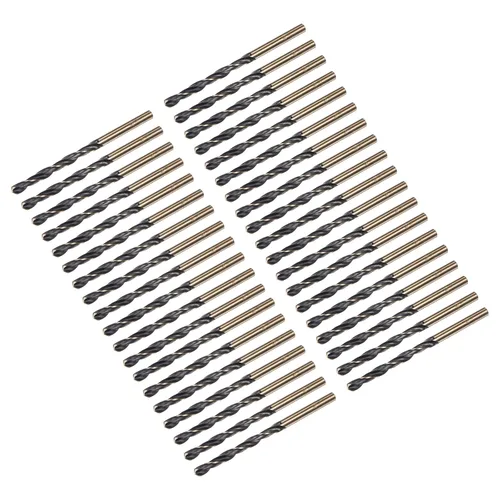 Vista 38 de uxcell Brocas Jobber de 0.118 in (0,118 pulgadas) de nitruro negro y oro recubierto de titanio M2 de alta velocidad (HSS) Brocas helicoidales