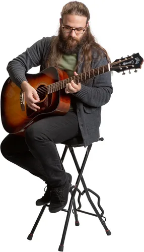 Vista 7 de Gator Frameworks Silla plegable para guitarra con asiento acolchado y colgador de guitarra montado en la parte trasera, (GFW-GTRSTOOL)