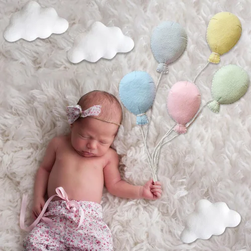 Vista 5 de Nubes de fieltro para recién nacidos, 3 piezas de nubes de fieltro para fotografía de bebés, niños y niñas, sesiones de fotos para posar, accesorios