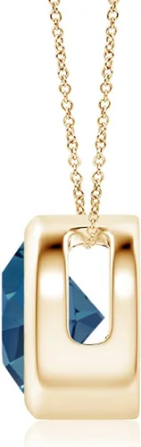Vista 2 de Angara Collar con colgante solitario de topacio azul natural de Londres para mujeres, niñas en plata 925oro macizo de 14 quilatesplatino 950 Regalo