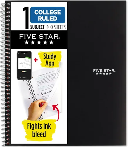 Vista 17 de Cuaderno de Five Star, 1 materia, con rayas, 100 hojas, 11" x 8-1/2", Negro