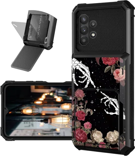 Vista 29 de Funda tipo cartera para Samsung Galaxy A32 5G con ranura para tarjetero, funda con tapa híbrida de doble capa, resistente, a prueba de golpes, funda