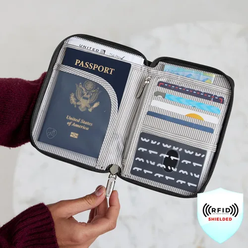 Vista 5 de Travelon Cartera con Cremallera para Pasaporte con Bloqueo RFID Cartera para Pasaporte, Negro
