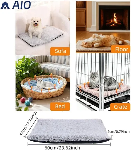 Vista 2 de AIO Cama térmica para gatos, cama autocalentable para mascotas, almohadilla térmica avanzada extra cálida para mascotas al aire libre con funda