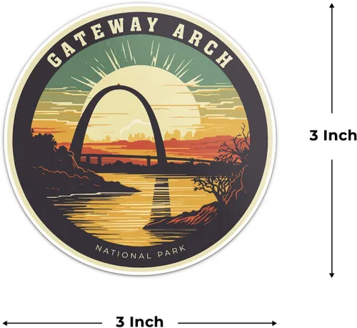 Vista 2 de Gateway Arch National Park - Calcomanía de vinilo impermeable para parachoques de automóvil, laptop, equipaje, botella de agua, pared y ventana