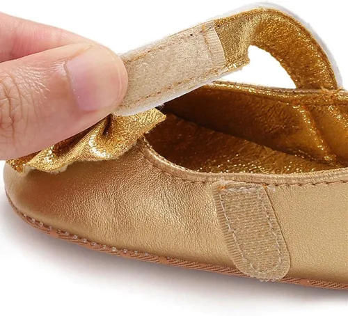 Vista 4 de Zapatos Mary Jane para bebé, zapatos planos con lazo, antideslizantes, para niños pequeños, zapatos de vestir para bebés