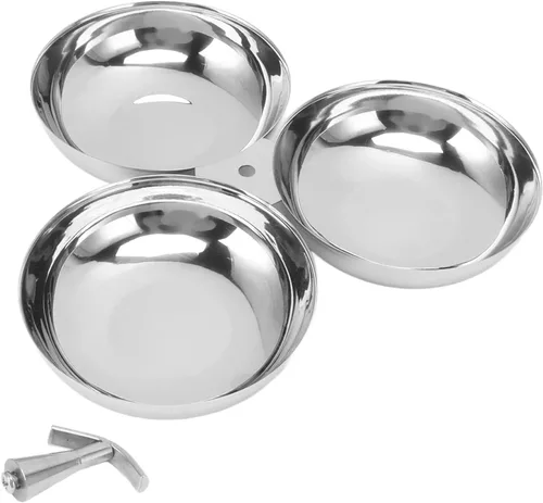 Vista 7 de TITA-DONG Plato de Servir de Acero Inoxidable 304, Plato de Frutas y Aperitivos 3 EN 1, Platos de Postre Reutilizables, Plato de Frutas para M/DL