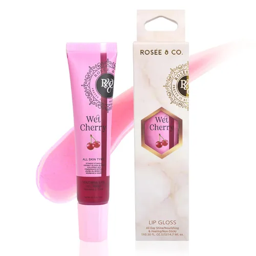 Vista 7 de Rosee - Brillo de labios vegano y libre de crueldad, maquillaje profesional, brillante de larga duración con manteca de karité, hidrata, protege