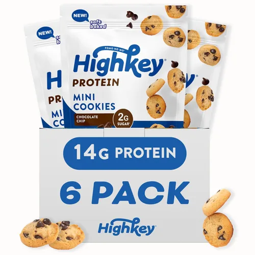 Vista 10 de HighKey Galletas con chispas de chocolate con proteínas, bajas en azúcar, alto en proteínas, paquete de 3, 2.25 onzas, galletas bajas