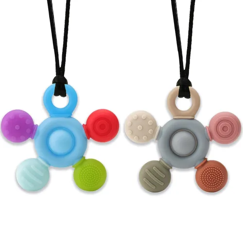 Vista 8 de Seeway - Collar masticable sensorial, collar masticable de silicona para niños sensoriales, longitud ajustable, juguetes masticables para autismo