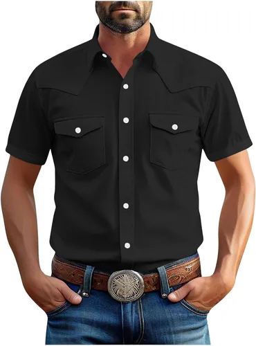 Vista 15 de Men's Short Sleeve Button Down Shirts Cargo Shirt Fashion Casual Summer Beach Shirts Business Work Basic Tee Tops
