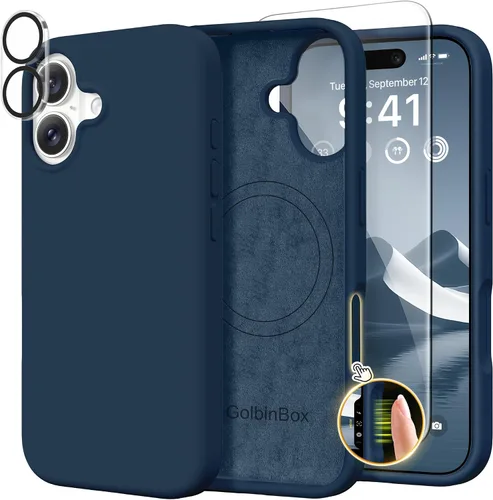 Vista 52 de GolbinBox Funda magnética para iPhone 17, compatible con MagSafe, cubierta de silicona integrada para control de cámara, funda de silicona líquida a