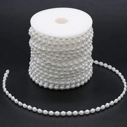 Vista 7 de Jerler Guirnalda de perlas de 33 yardas/98 pies, cadena de cuentas de perlas artificiales, ideal para manualidades DIY, Navidad, boda, ramo