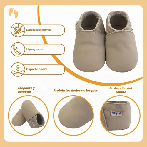 Vista 4 de Mejale - Zapatos de bebé, para niños pequeños, con suela suave de cuero, estilo mocasín, para pre-caminantes Beige