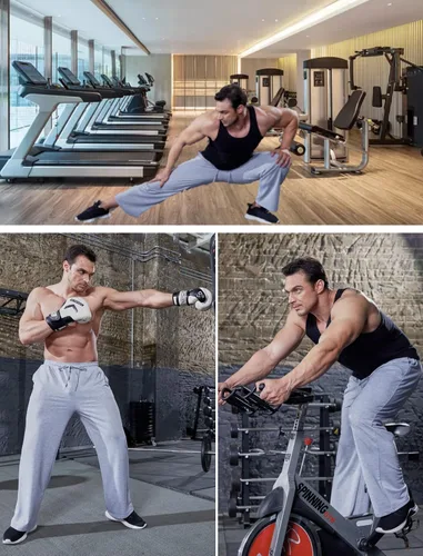 Vista 5 de Deyeek Pantalones deportivos ligeros para hombre, pantalones deportivos con parte inferior abierta para hombre, pierna recta, pantalones