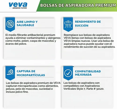 Vista 4 de Paquete de 30 bolsas de vacío estilo 7 para aspiradora vertical Bissell, bolsas de vacío SuperVac de primera calidad Parte # 32120
