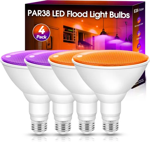 Vista 10 de Fulighture Paquete de 2 bombillas de inundación verdes, PAR38 de 15 W (equivalente a 100 W) E26, bombillas LED verdes de inundación para exteriores