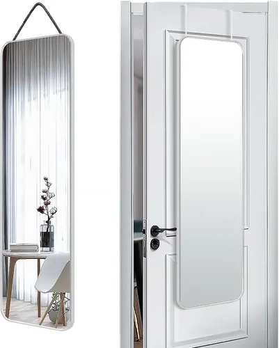Vista 12 de SCWF-GZ Espejo rectangular de longitud completa de 24 x 36 pulgadas, montado en la pared o contra la pared, aleación de aluminio, marco de metal