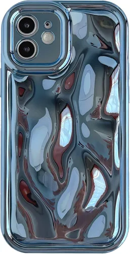 Vista 16 de Caseative Funda para iPhone 12, color negro Galjanoplastia de cromo suave de la burbuja del meteorito de la onda de la ondulación