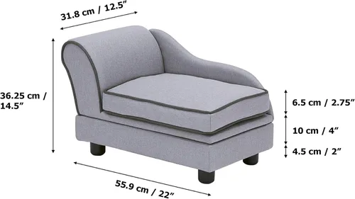 Vista 4 de Teamson Pets Ivan - Sofá cama para perro tapizado de 22 pulgadas