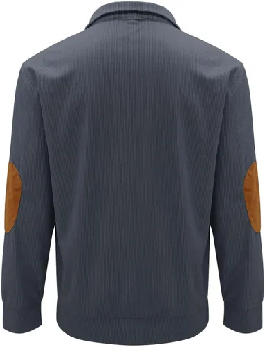 Vista 3 de Camisas de pana para hombre, estilo casual, cuello de solapa, con botones, cuello falso, manga larga, sudaderas tipo polo casuales, tallas grandes