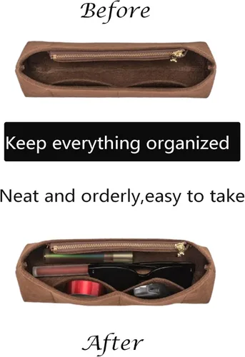 Vista 3 de Doxo Organizador de bolso para bolsas LV Boulogne, inserto de bolsa de mano con cremalleras, múltiples bolsillos divisores moldeadores de bolsos