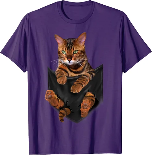 Vista 92 de Camiseta de bolsillo con estampado de tigre y gato Negro