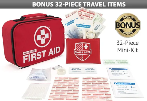 Vista 5 de 2-pulgadas-1 kit de primeros auxilios (120 piezas) + Bonus 32-Piece Mini Kit de primeros auxilios: Compact para en casa, al aire última