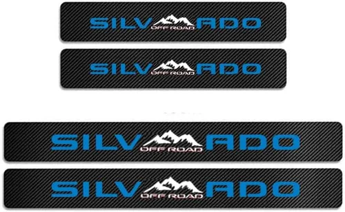 Vista 2 de MAXDOOL 4 protectores reflectantes para umbral de puerta de automóvil 4D, calcomanías de fibra de carbono 4D, decoración de placa para umbral